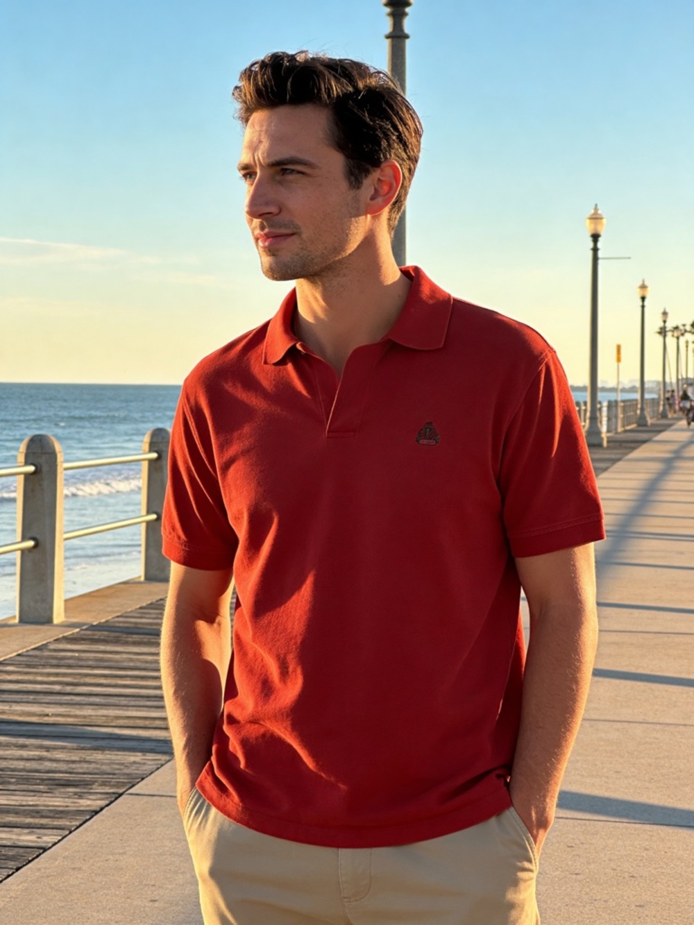 Men's Red Polo IZOD Shirt - Classic Short Sleeve